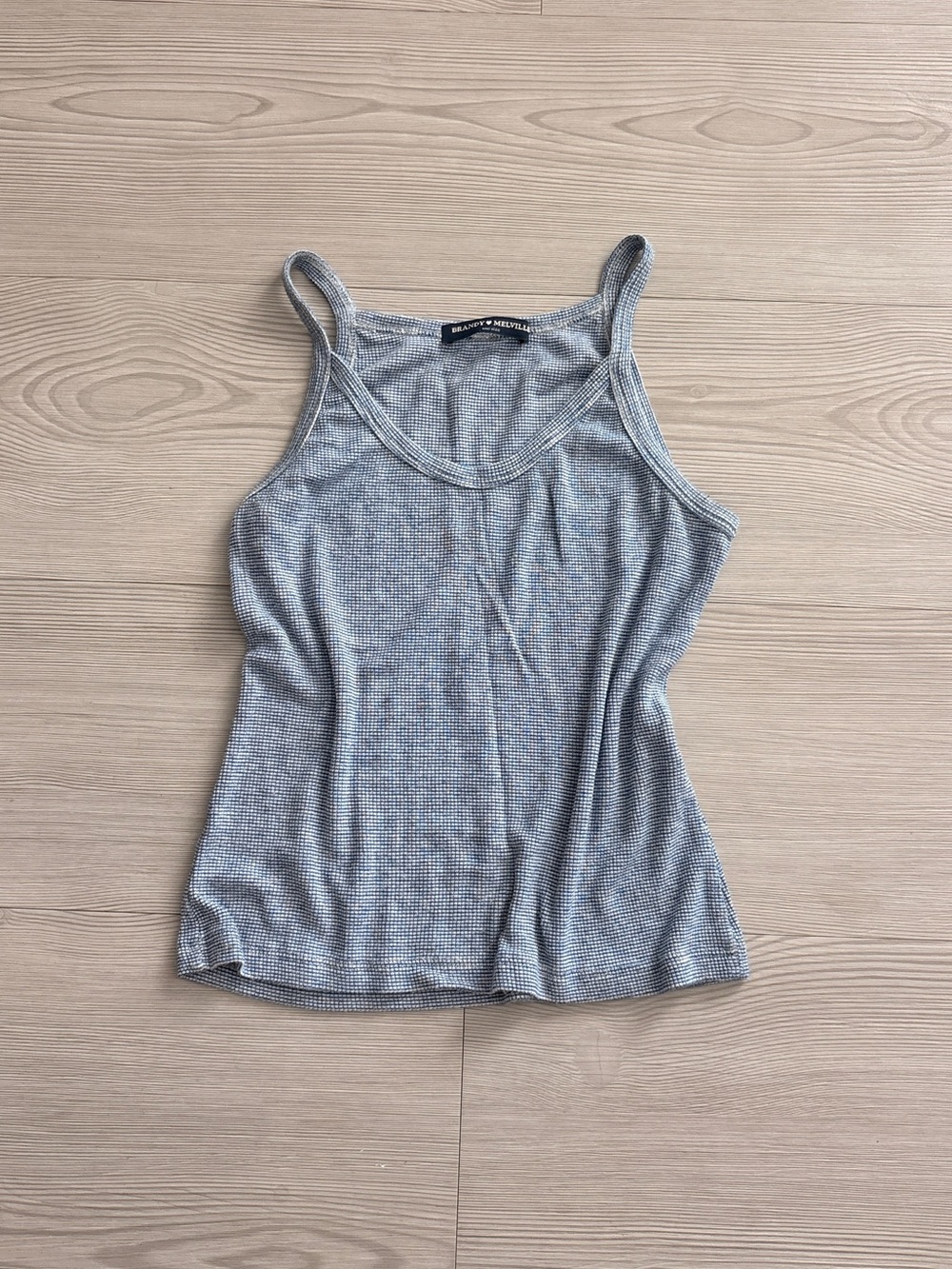 Brandy Melville Light Gray and Blue Ribbed Tank